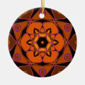 Cartoon Mandala Blume Orange Pink und Black Keramik Ornament (Vorne)