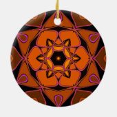 Cartoon Mandala Blume Orange Pink und Black Keramik Ornament (Hinten)
