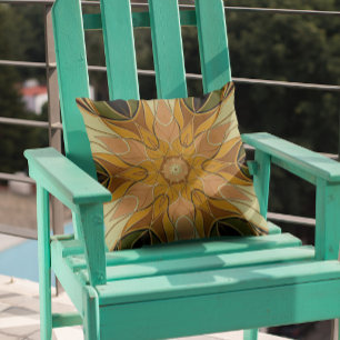 Cartoon Mandala Blume Orange und Green Kissen