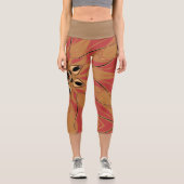 Cartoon Mandala Blume Orange und Pink Capri Leggings (Vorderseite)