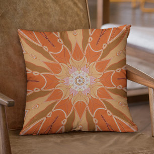 Cartoon Mandala Blume Orange und Pink Kissen