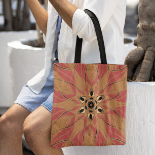 Cartoon Mandala Blume Orange und Pink Tasche