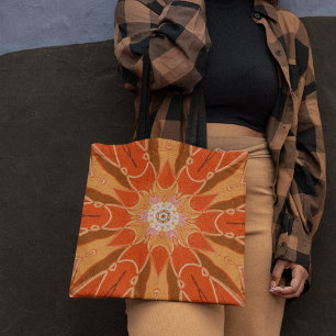 Cartoon Mandala Blume Orange und Pink Tasche