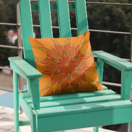 Cartoon Mandala Blume Orange und Rot Kissen