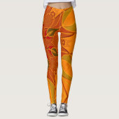 Cartoon Mandala Blume Orange und Rot Leggings (Vorderseite)