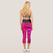 Cartoon Mandala Blume Pink Capri Leggings (Rückseite)