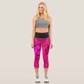 Cartoon Mandala Blume Pink Capri Leggings (Vorderseite)