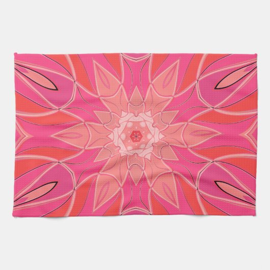 Cartoon Mandala Blume Pink Geschirrtuch (Horizontal)