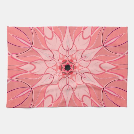 Cartoon Mandala Blume Pink Geschirrtuch (Horizontal)