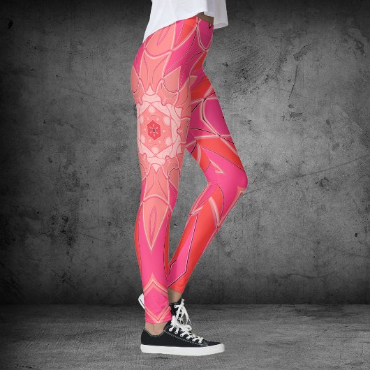 Cartoon Mandala Blume Pink Leggings
