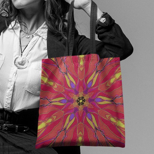 Cartoon Mandala Blume Rosa Gelb und Lila Tasche