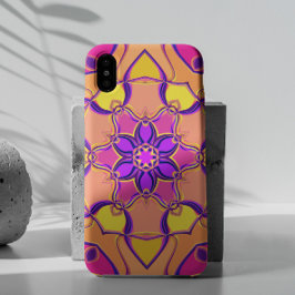 Cartoon Mandala Blume Rosa Lila und Orange Case-Mate iPhone Hülle