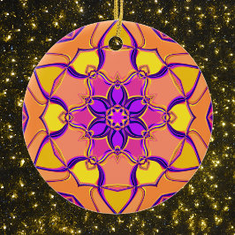 Cartoon Mandala Blume Rosa Lila und Orange Keramik Ornament