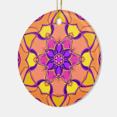 Cartoon Mandala Blume Rosa Lila und Orange Keramik Ornament (Links)