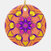 Cartoon Mandala Blume Rosa Lila und Orange Keramik Ornament (Hinten)