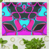 Cartoon Mandala Blume Rosa und Blau Geschirrtuch (Gefaltet)