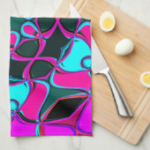 Cartoon Mandala Blume Rosa und Blau Geschirrtuch (Viertel Falte)