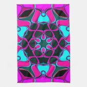 Cartoon Mandala Blume Rosa und Blau Geschirrtuch (Vertikal)