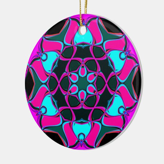 Cartoon Mandala Blume Rosa und Blau Keramik Ornament (Links)