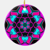 Cartoon Mandala Blume Rosa und Blau Keramik Ornament (Hinten)