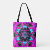 Cartoon Mandala Blume Rosa und Blau Tasche (Rückseite)