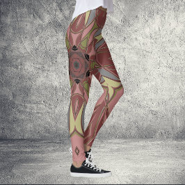 Cartoon Mandala Blume Rosa und Gelb Leggings