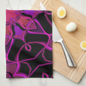 Cartoon Mandala Blume Rosa und Schwarz Geschirrtuch (Viertel Falte)