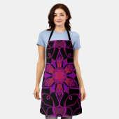 Cartoon Mandala Blume Rosa und Schwarz Schürze (Getragen)