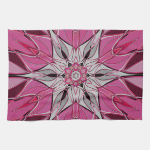 Cartoon Mandala Blume Rosa und Weiß Geschirrtuch