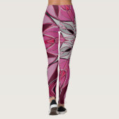 Cartoon Mandala Blume Rosa und Weiß Leggings (Rückseite)