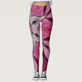 Cartoon Mandala Blume Rosa und Weiß Leggings (Vorderseite)