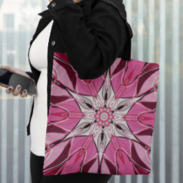 Cartoon Mandala Blume Rosa und Weiß Tasche