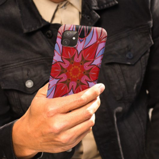 Cartoon Mandala Blume Rot Blau und Rosa Case-Mate iPhone Hülle