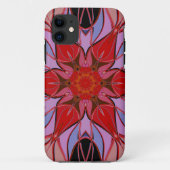 Cartoon Mandala Blume Rot Blau und Rosa Case-Mate iPhone Hülle (Rückseite)