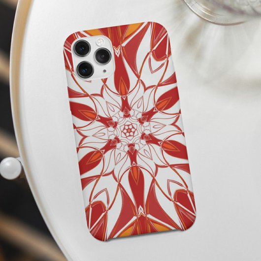 Cartoon Mandala Blume Rot Orange und Weiß Case-Mate iPhone Hülle