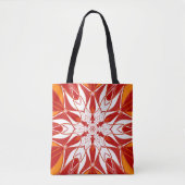 Cartoon Mandala Blume Rot Orange und Weiß Tasche (Vorderseite)