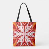 Cartoon Mandala Blume Rot Orange und Weiß Tasche (Rückseite)