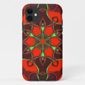 Cartoon Mandala Blume Rot und Aquamarin Case-Mate iPhone Hülle (Rückseite)