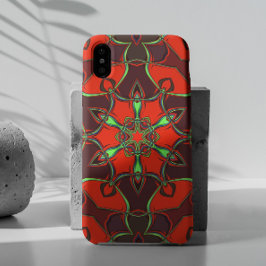 Cartoon Mandala Blume Rot und Aquamarin Case-Mate iPhone Hülle