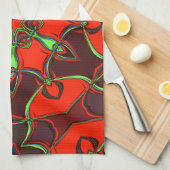 Cartoon Mandala Blume Rot und Aquamarin Geschirrtuch (Viertel Falte)