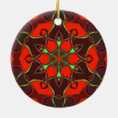 Cartoon Mandala Blume Rot und Aquamarin Keramik Ornament (Hinten)
