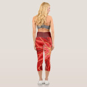 Cartoon Mandala Blume Rot und Orange Capri Leggings (Rückseite)