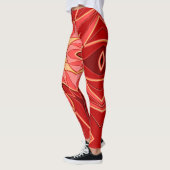 Cartoon Mandala Blume Rot und Orange Leggings (Links)