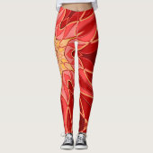 Cartoon Mandala Blume Rot und Orange Leggings (Vorderseite)