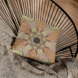 Cartoon Mandala Blume Rotes Orange und Gelb Kissen