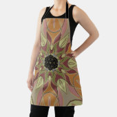 Cartoon Mandala Blume Rotes Orange und Gelb Schürze (InSitu)