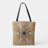 Cartoon Mandala Blume Rotes Orange und Gelb Tasche (Rückseite)