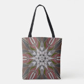 Cartoon Mandala Blume Weiß Rot und Grün Tasche (Rückseite)