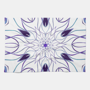 Cartoon Mandala Blume Weiß und Lila Geschirrtuch