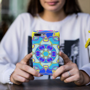 Cartoon Mandala Flower Blue Yellow and Pink Case-Mate iPhone Hülle